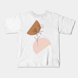 Boho minimal abstract line draw wild flowers Kids T-Shirt